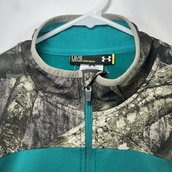 Under Armour 1/4 Zip Pullover Jacket Womens Size Large Teal Camo Colorblock - Picture 6 of 12